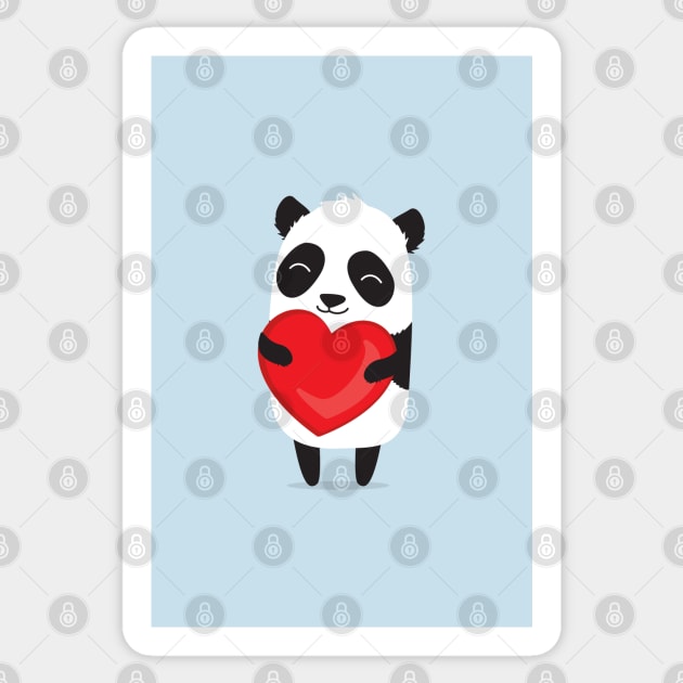 Cute cartoon panda holding heart. Sticker by hyperactive